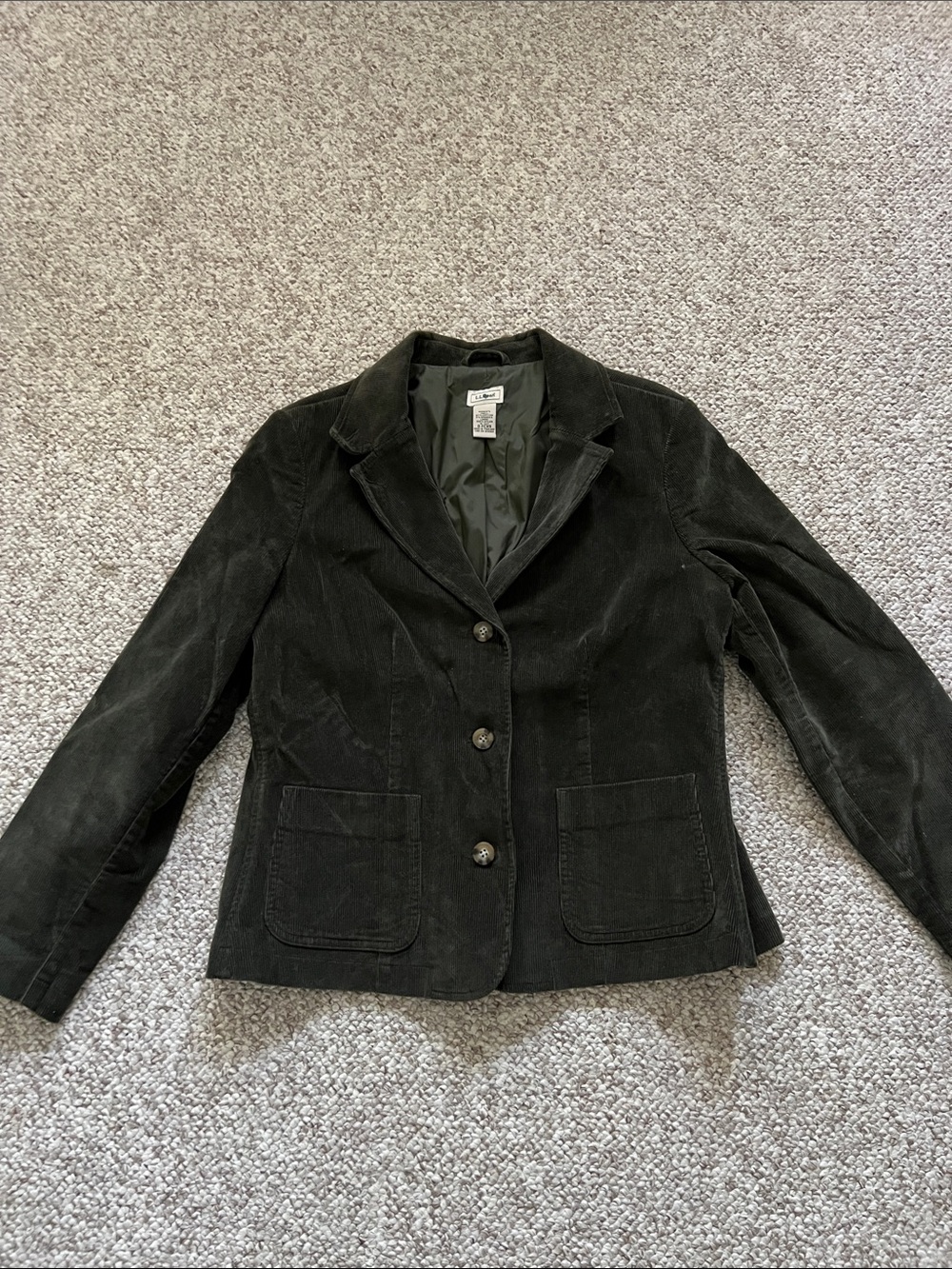 Women's Black Corduroy Button-Front Blazer Jacket LLBEAN